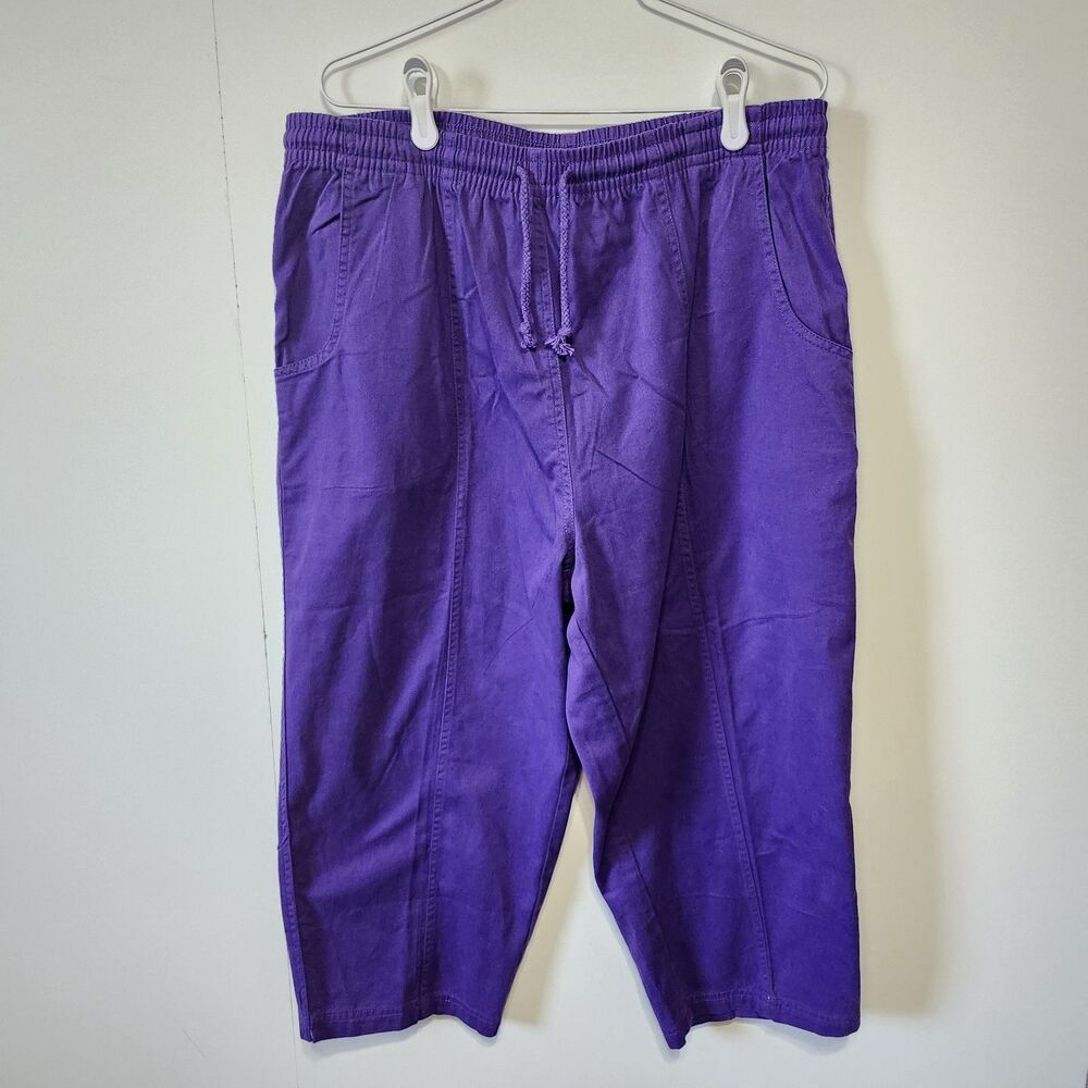 Get Lucky USA Red Hat Society Purple Shirt Capri Set L Embroidered Cotton VTG - Picture 7 of 16